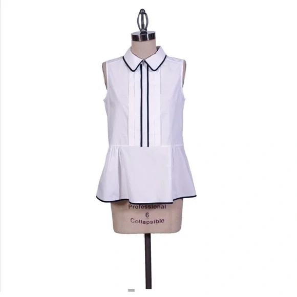 🐣EASTER ALERT!! ANTHROPOLOGIE: Blk/Wht Pipe-lined Blouse - Picture 3 of 4